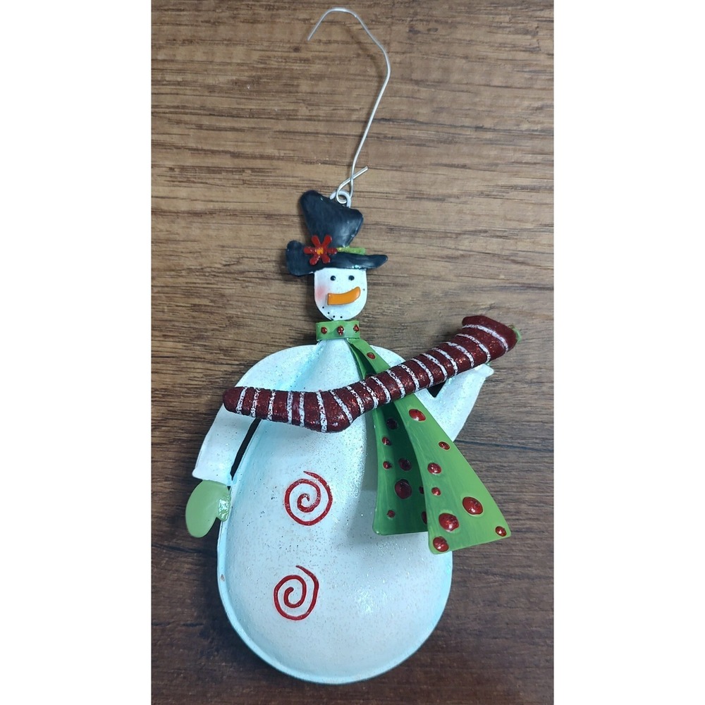 Snowman Christmas Ornament Scarf Top Hat Stocking Stripes Polkadot A2